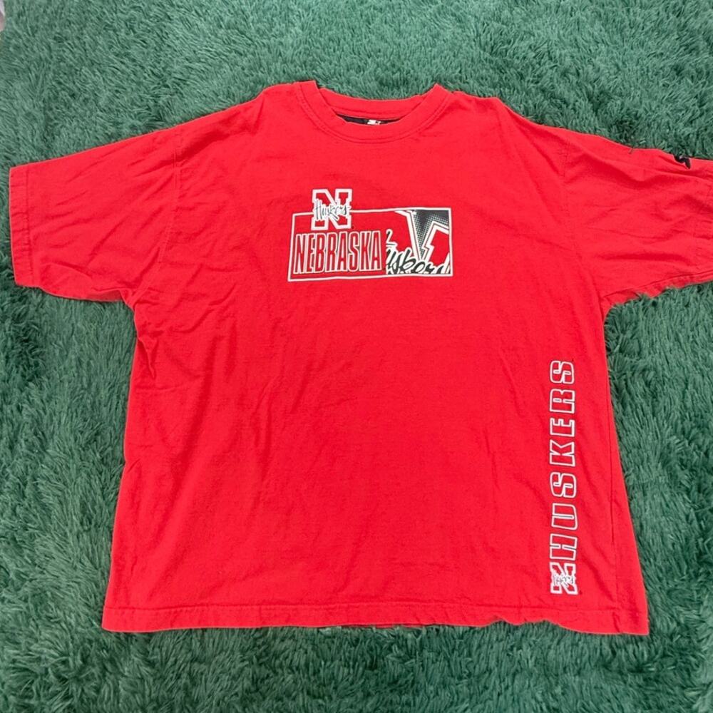 90s Starter University of Nebraska 2XL Red | Black T-Shirt NCAA